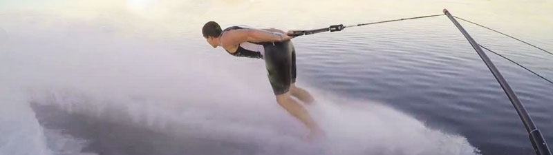 Backwards Barefoot Water Skier